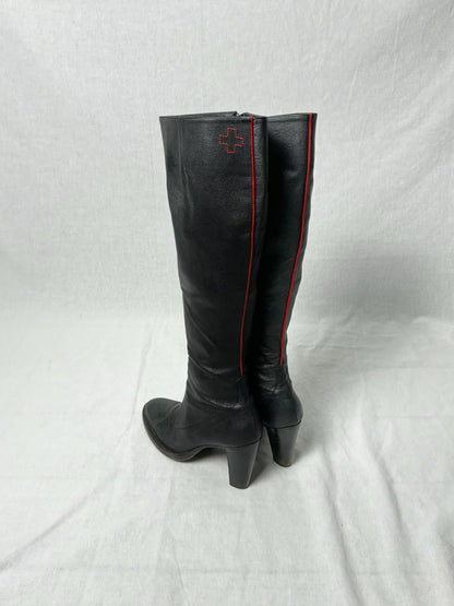 AF VANDEVORST RED STRIPE KNEE HIGH BOOTS | DEFAULT TITLE, Red
