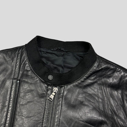 Neil Barrett 00’s Leather + Wool Modular Zip Panelled Biker Jacket - M | Default Title, Red
