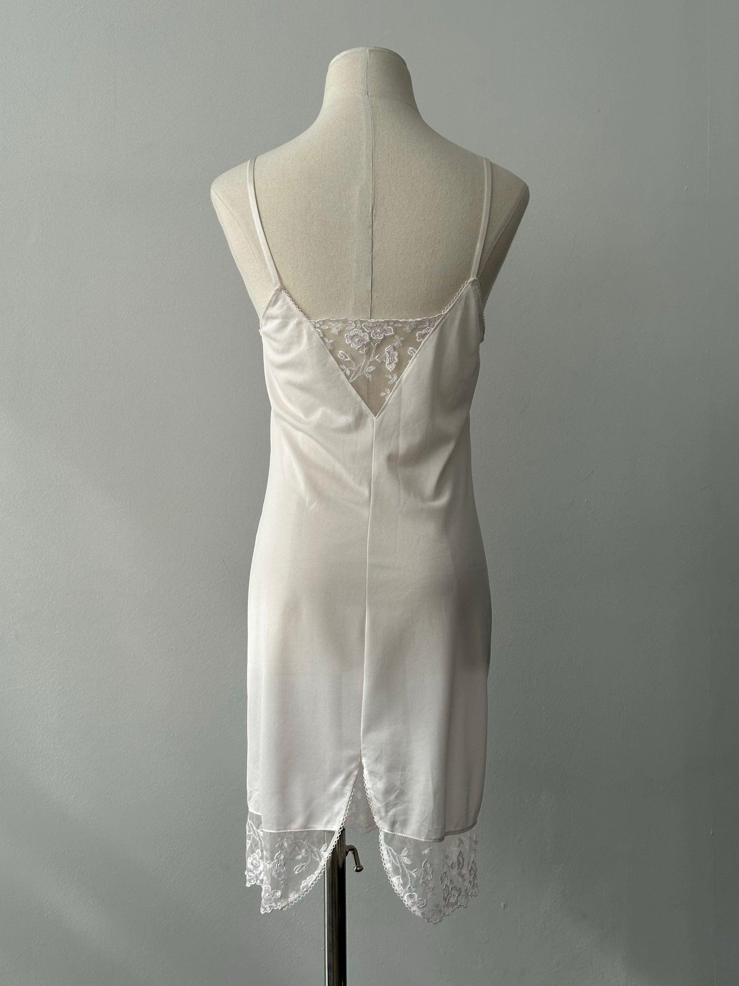 Vintage 1990s V Neck Lace Slip Dress - S-M