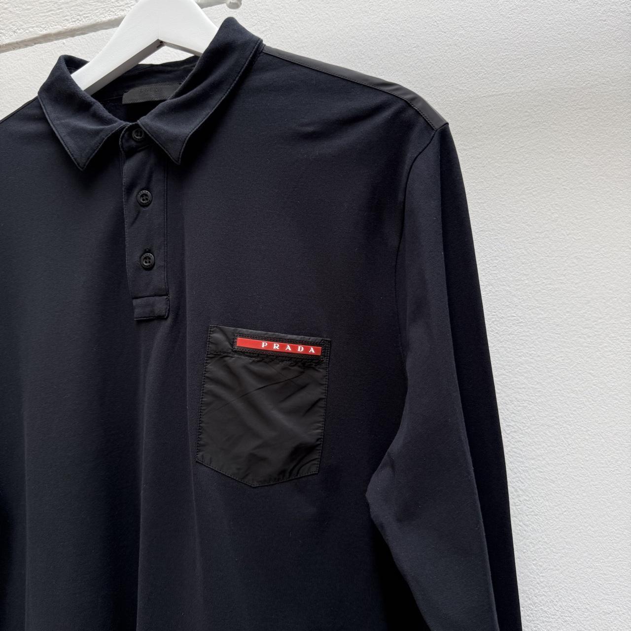 Prada Sport Logo Polo Shirt L/S (L/XL) | Large, Blue