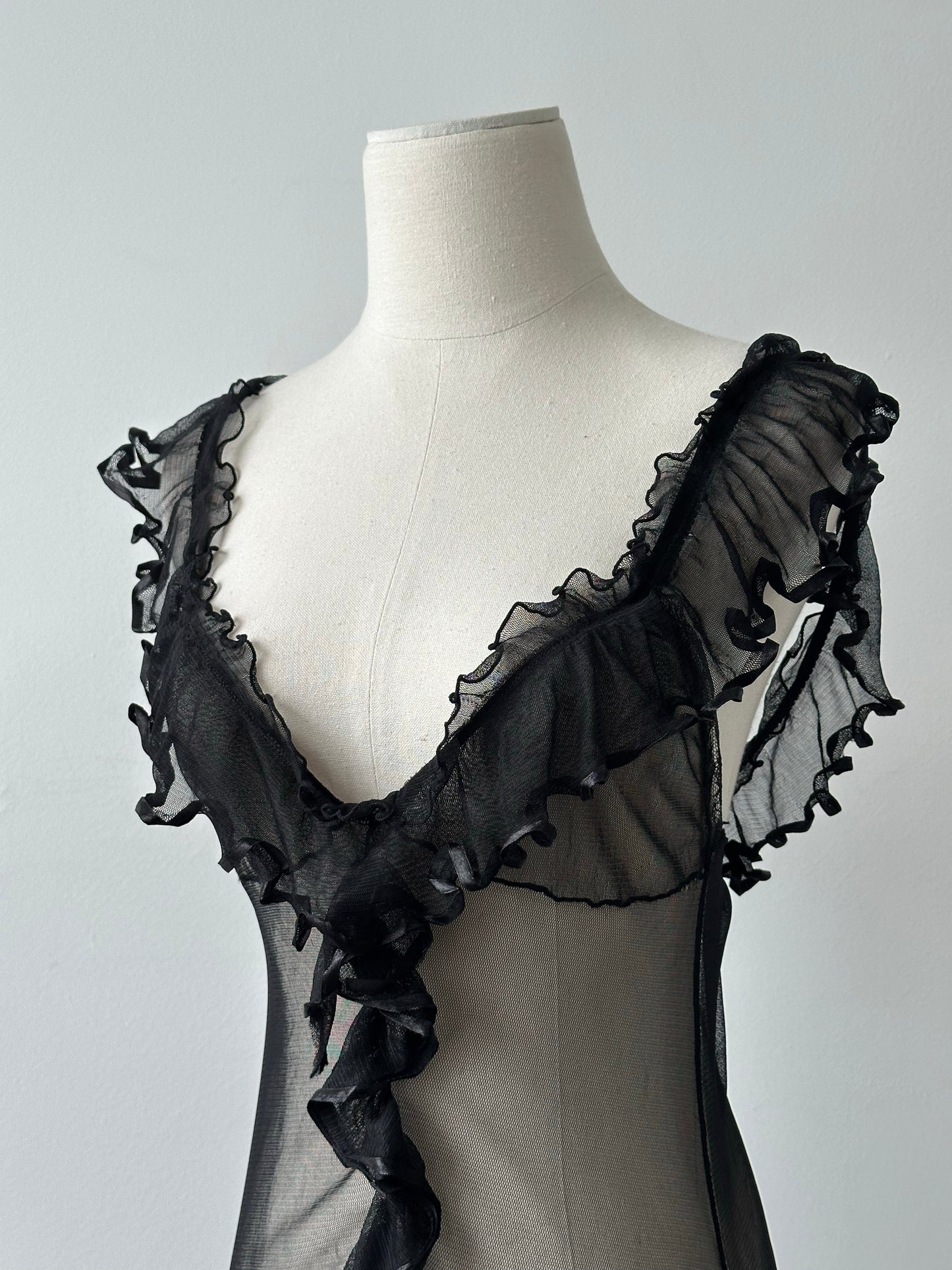 Vintage 2000s Sheer Ruffle Top - S-L