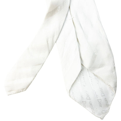 Vintage 90s Dior Monogram Stripe Silk Tie | O/S, White