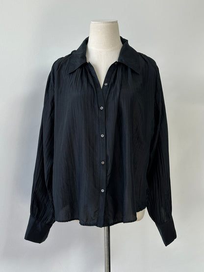 Vintage 1990s Pure Silk Pleated Shirt - L