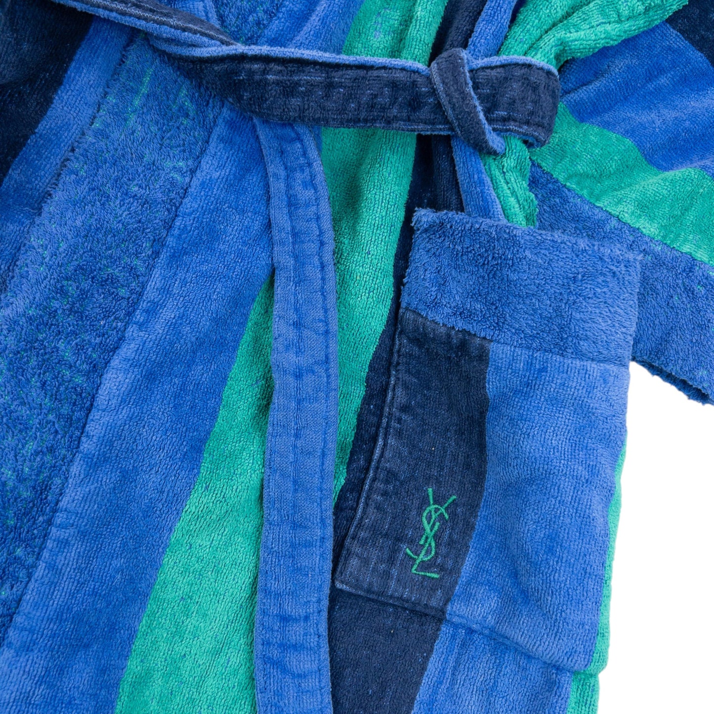 Vintage 90s YSL Yves Saint Laurent Striped Terry Cloth Dressing Gown | O/S, Multicoloured