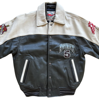 Avirex 'North West Wild Bears' Leather Varsity Jacket - S