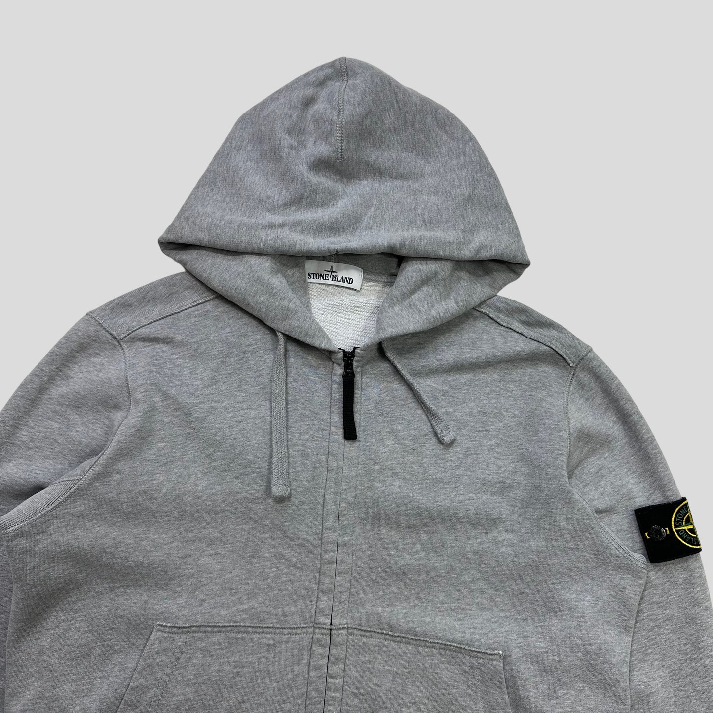 Stone Island Zip-up Grey Cotton Hoodie - M