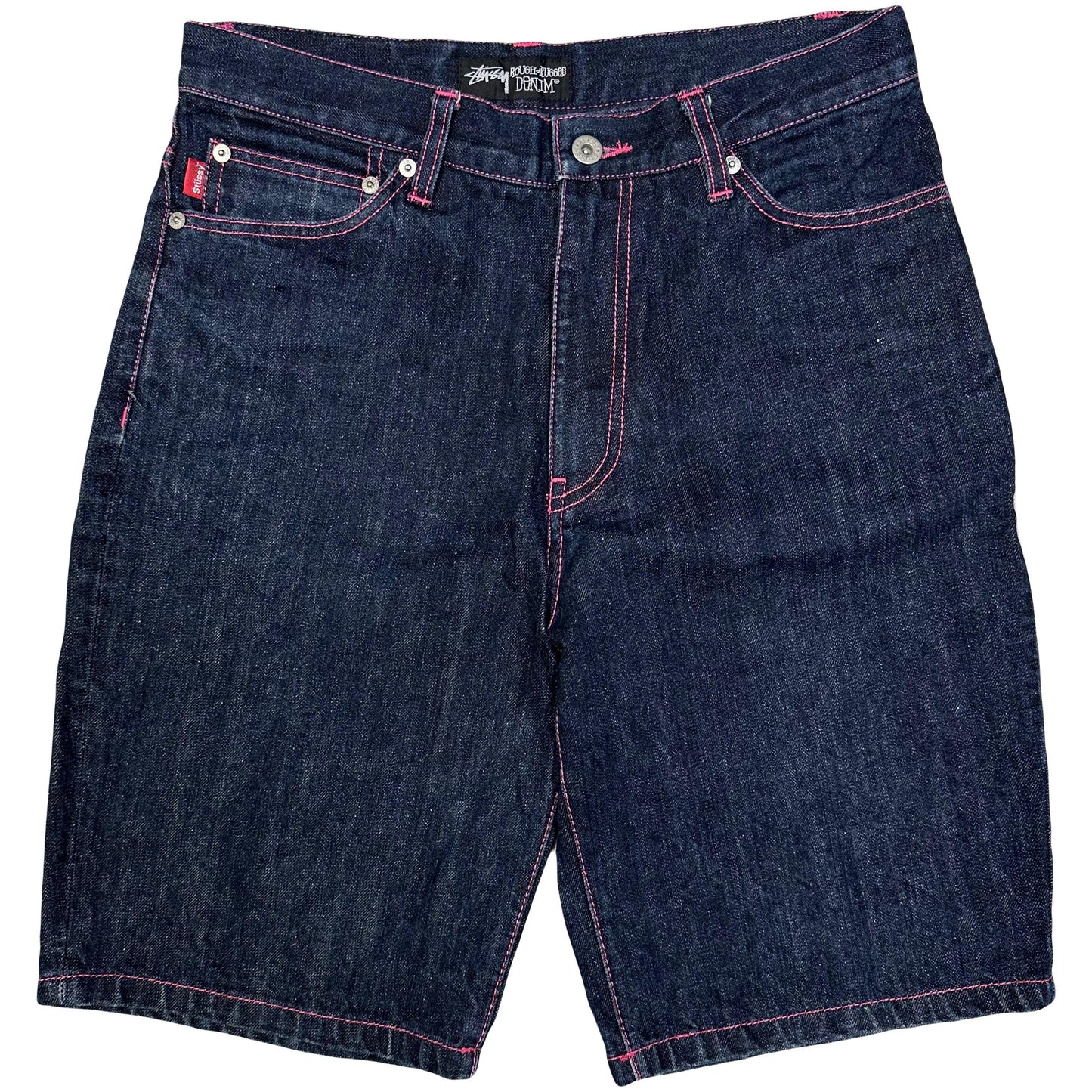 Stüssy Spellout Jorts With Pink Print ( W30 ) - Known Source