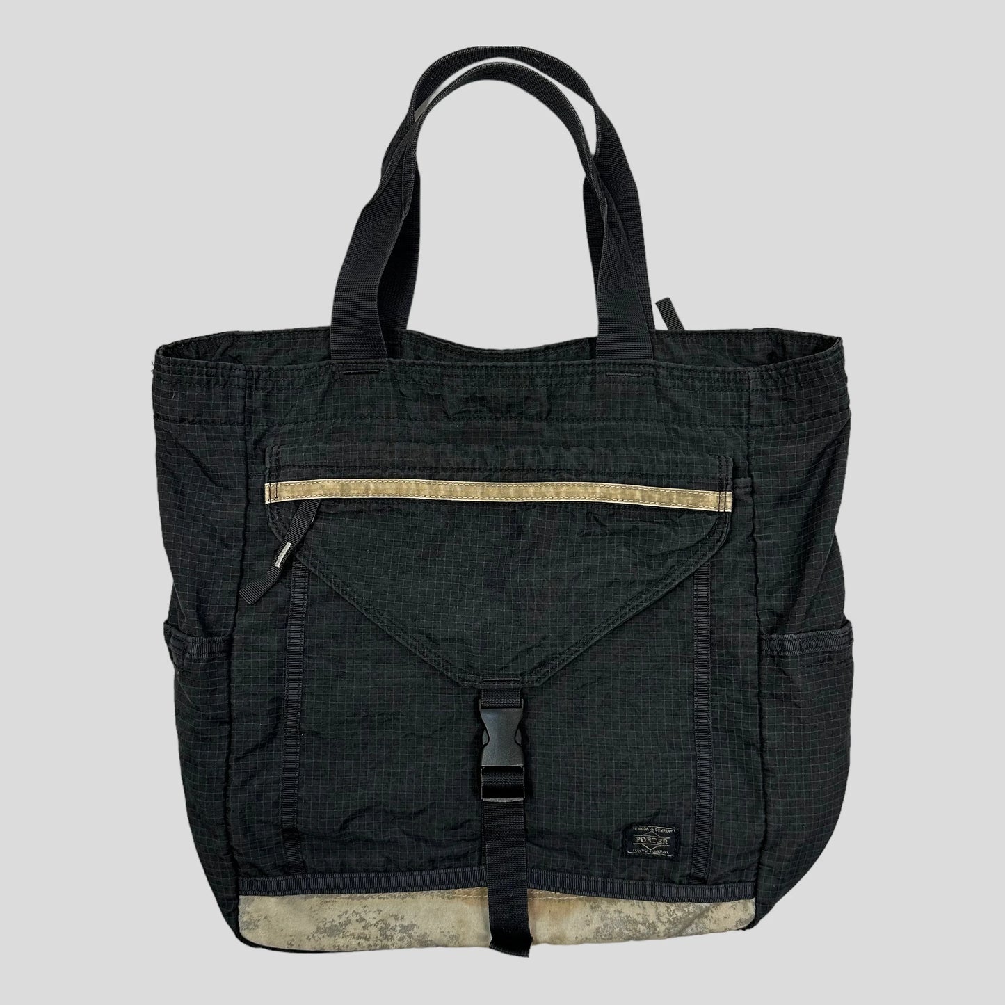 Porter 00’s Nylon Ripstop Grid Multipocket Tote Bag