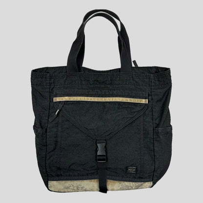Porter 00’s Nylon Ripstop Grid Multipocket Tote Bag