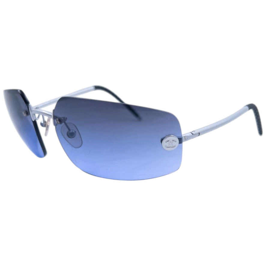 Vintage 2000s Chanel Rimless Sunglasses | O/S, Blue