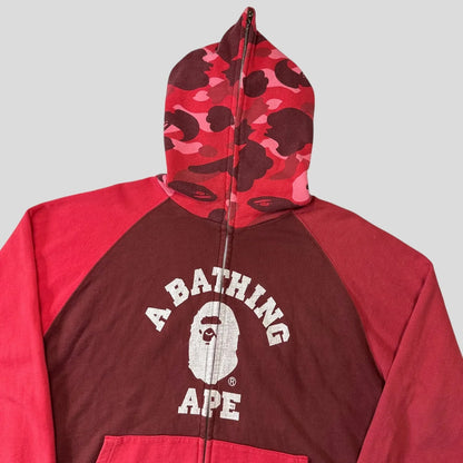 Bape OG 2005 Red Camo Spellout Full Zip Hoodie - L/XL