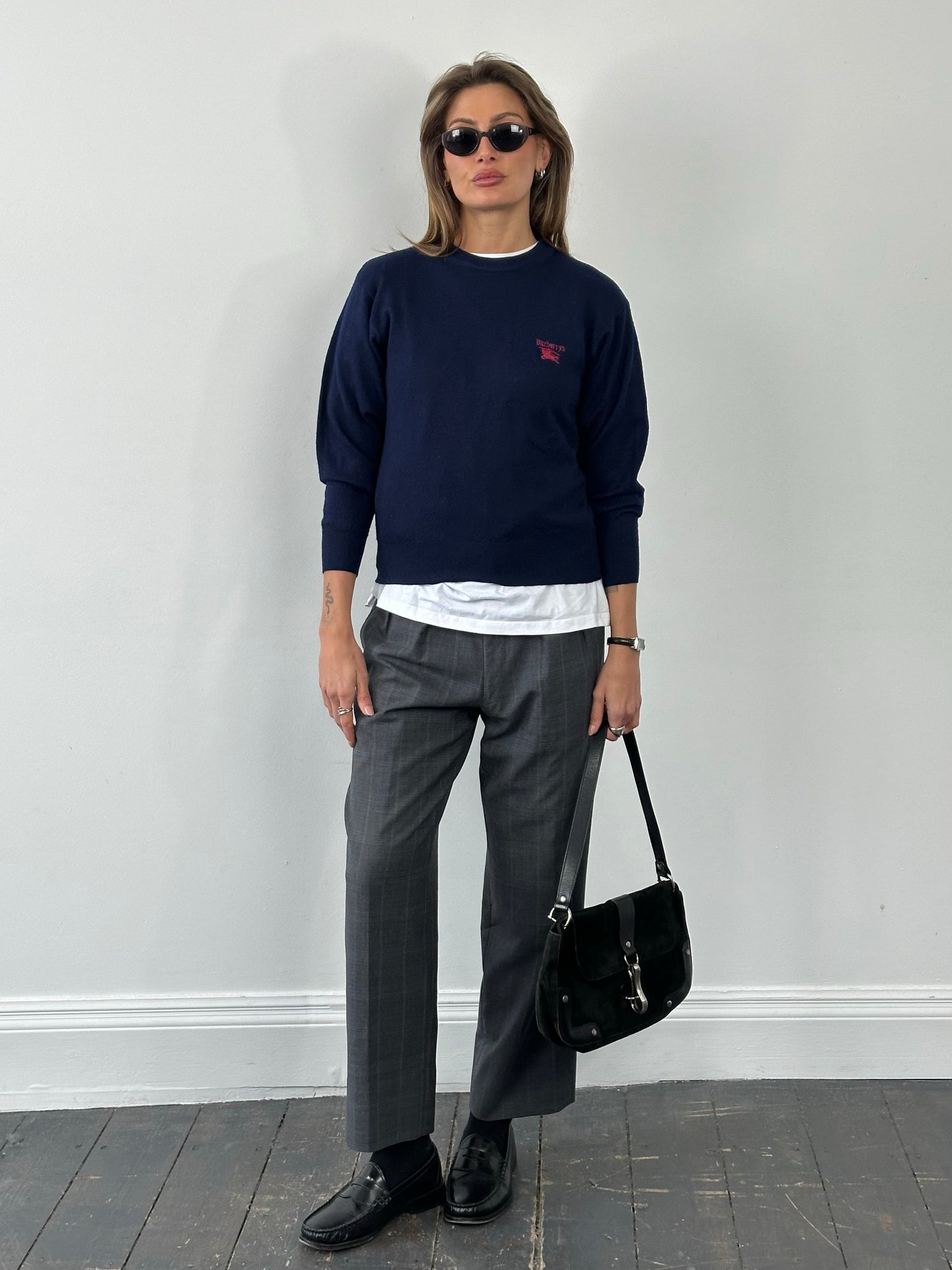 Burberry 1990s Wool Knit Logo Jumper - XS