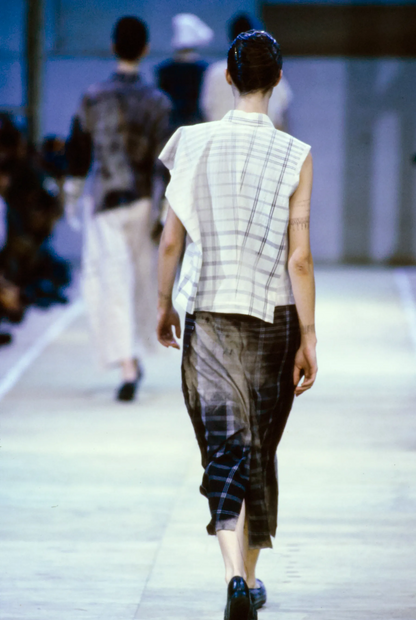 Comme des Garçons S/S 1992 check tie dye wrap trousers | Green, Green