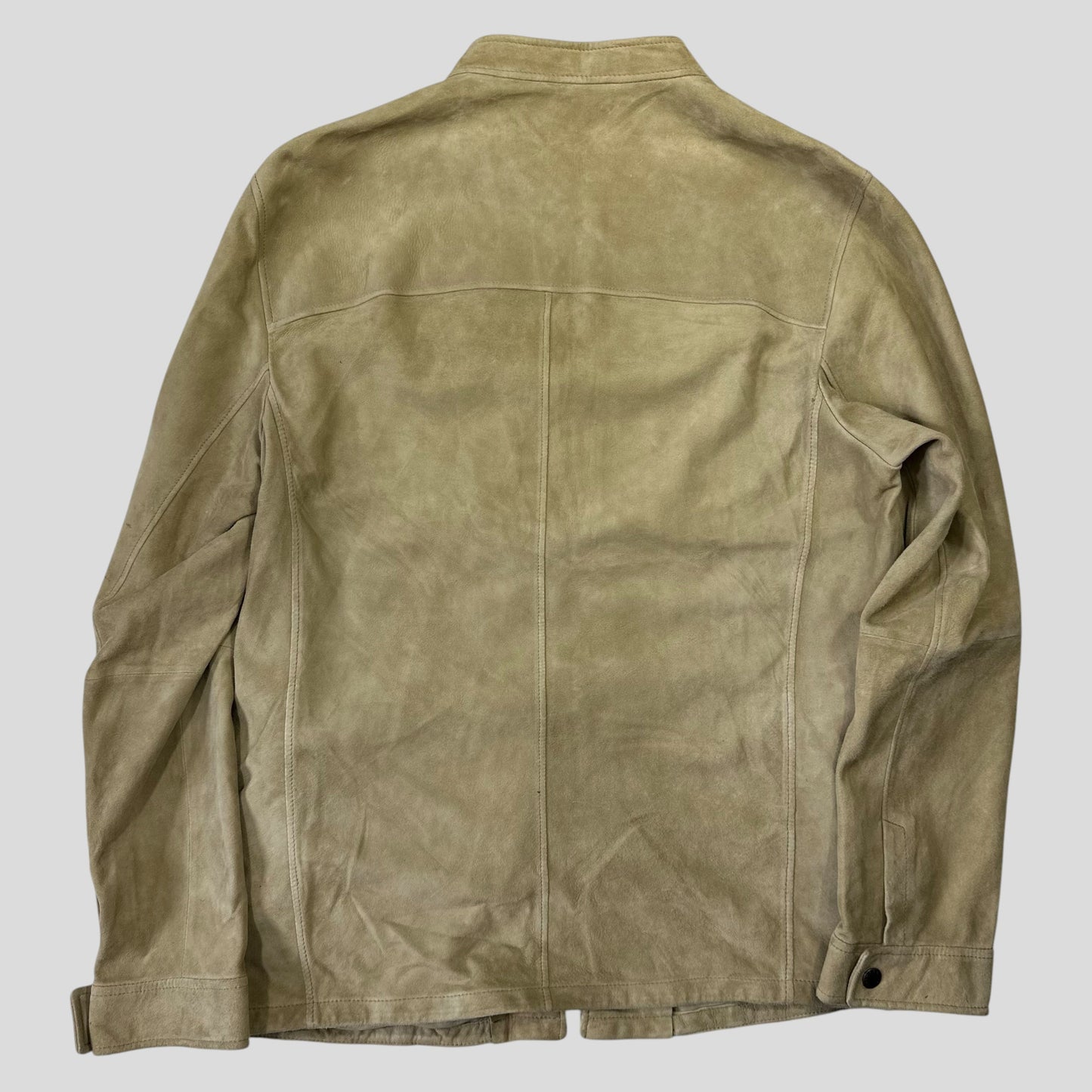 Prada Milano 2007 Suede Leather Double Pocket Logo Jacket - IT56 | Default Title, Cream