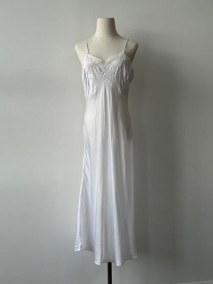 Vintage 2000s Satin Lace Sleeveless Floor Length Dress - M