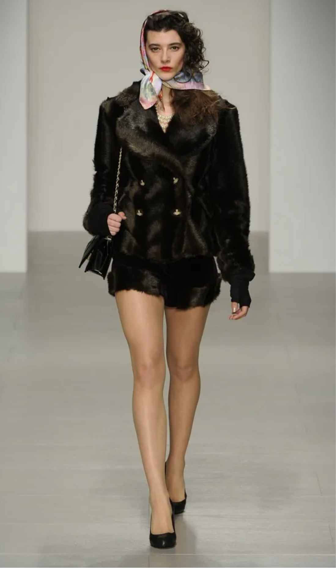 Vivienne Westwood F/W 2014 faux fur trim velvet shorts, F/W 1991 re-edition | Small, Red