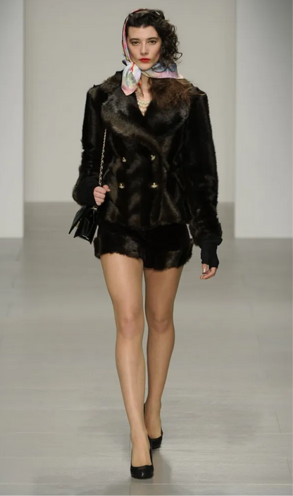 Vivienne Westwood F/W 2014 faux fur trim velvet shorts, F/W 1991 re-edition | Small, Red