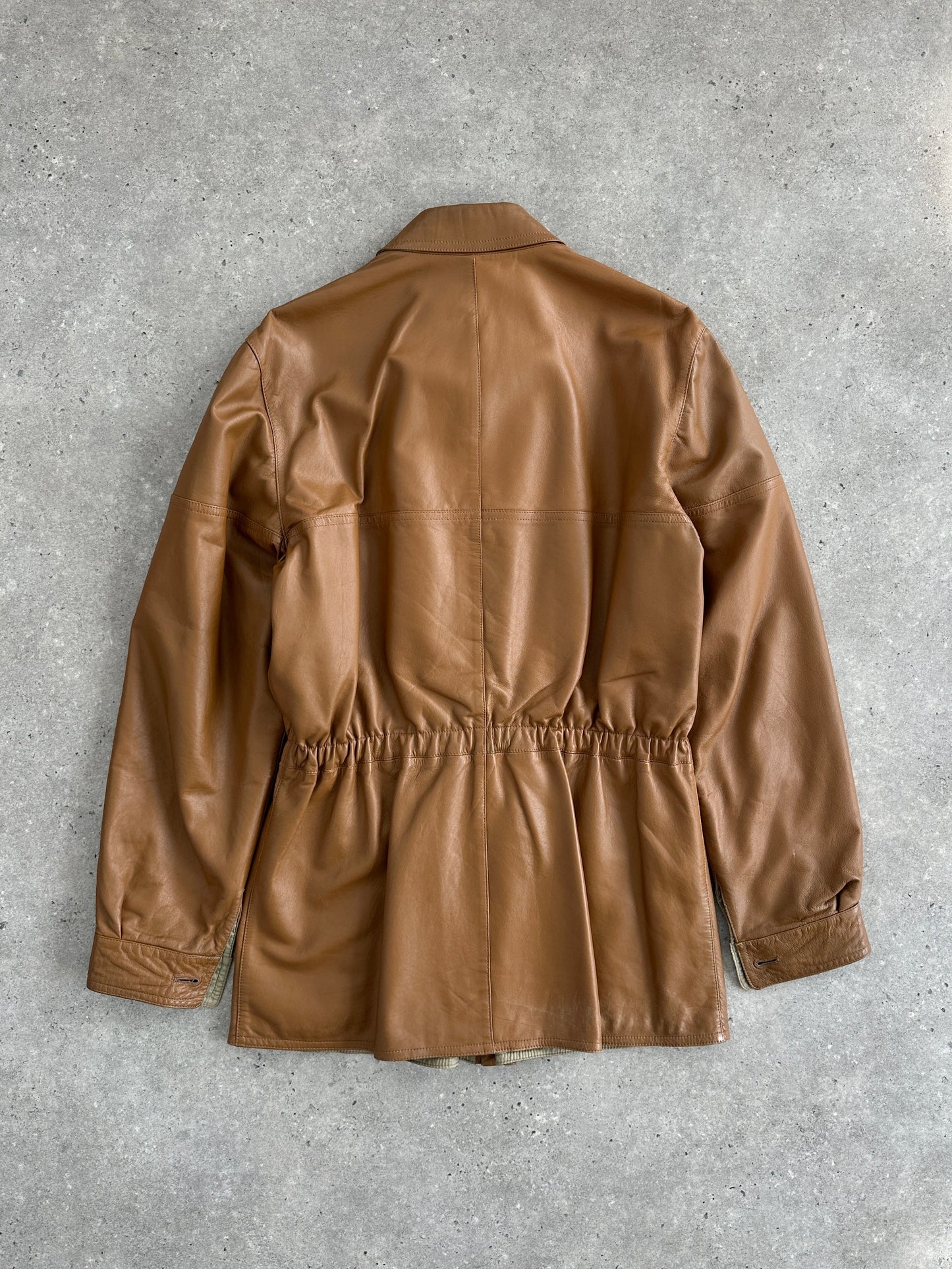 Italian Vintage 1980s Reversible Leather Cinched Jacket - XL