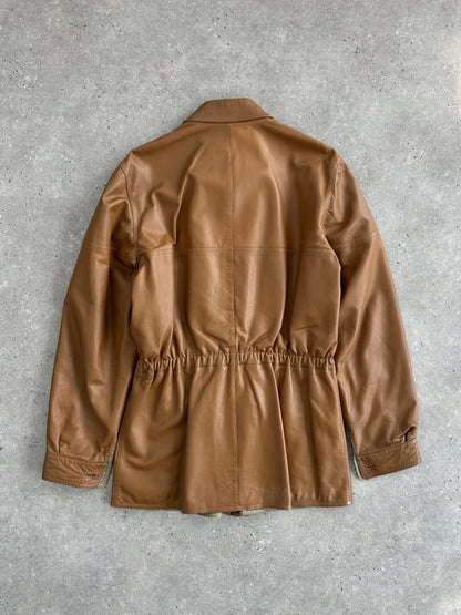 Italian Vintage 1980s Reversible Leather Cinched Jacket - XL