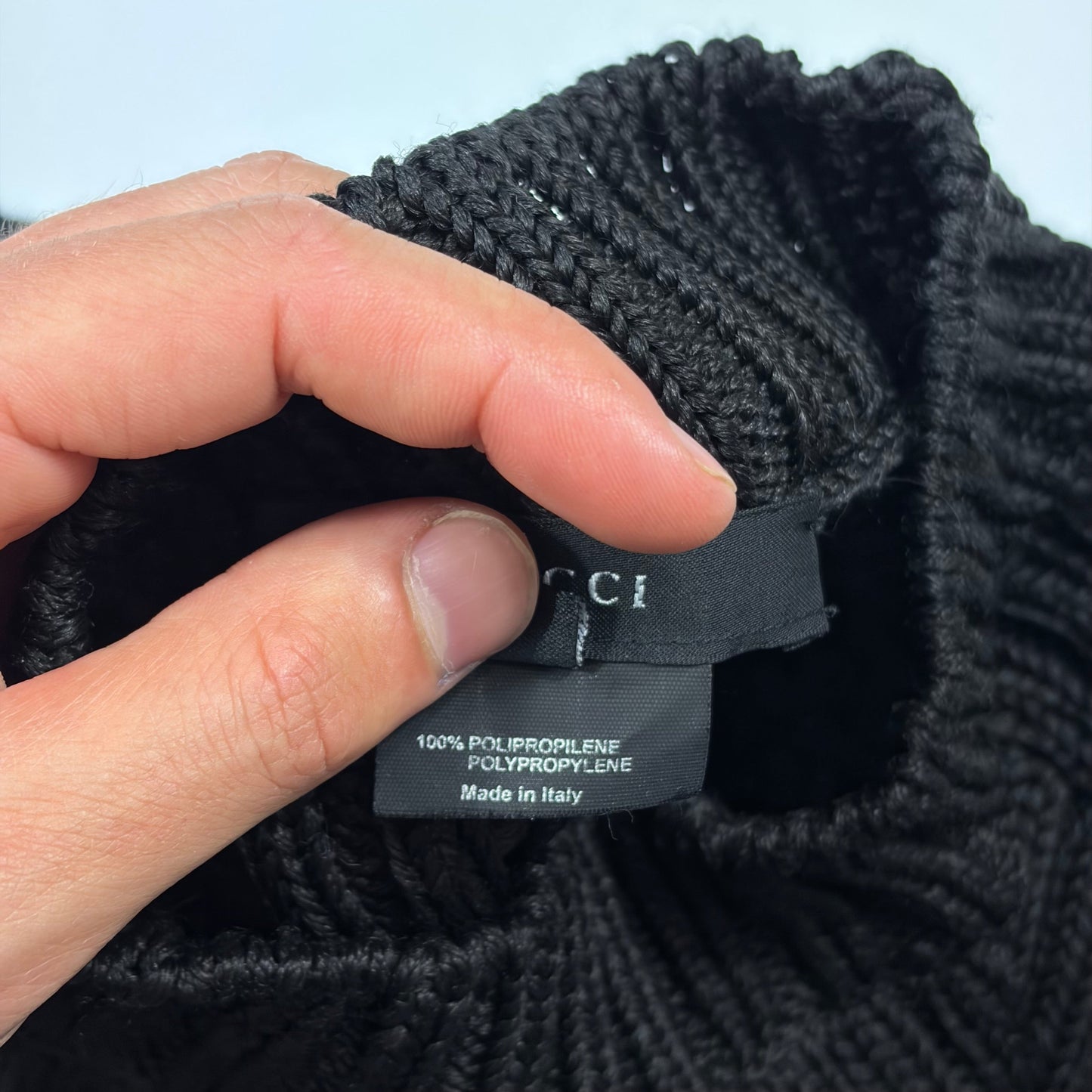 Gucci by Tom Ford 00’s Polypropylene Cable Knit Jumper - M/L | O/S, Black