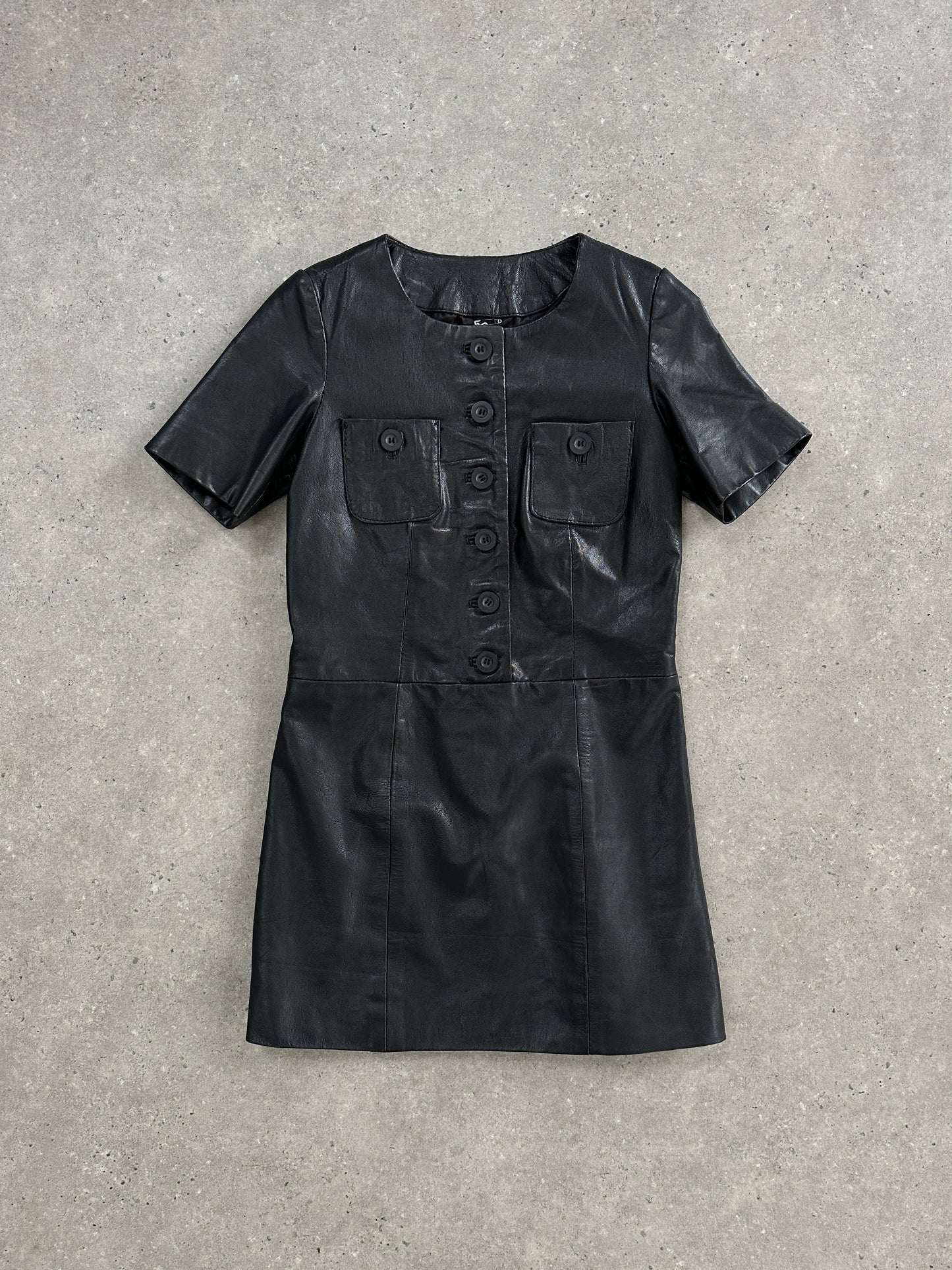 Vintage Leather Mini Dress - S