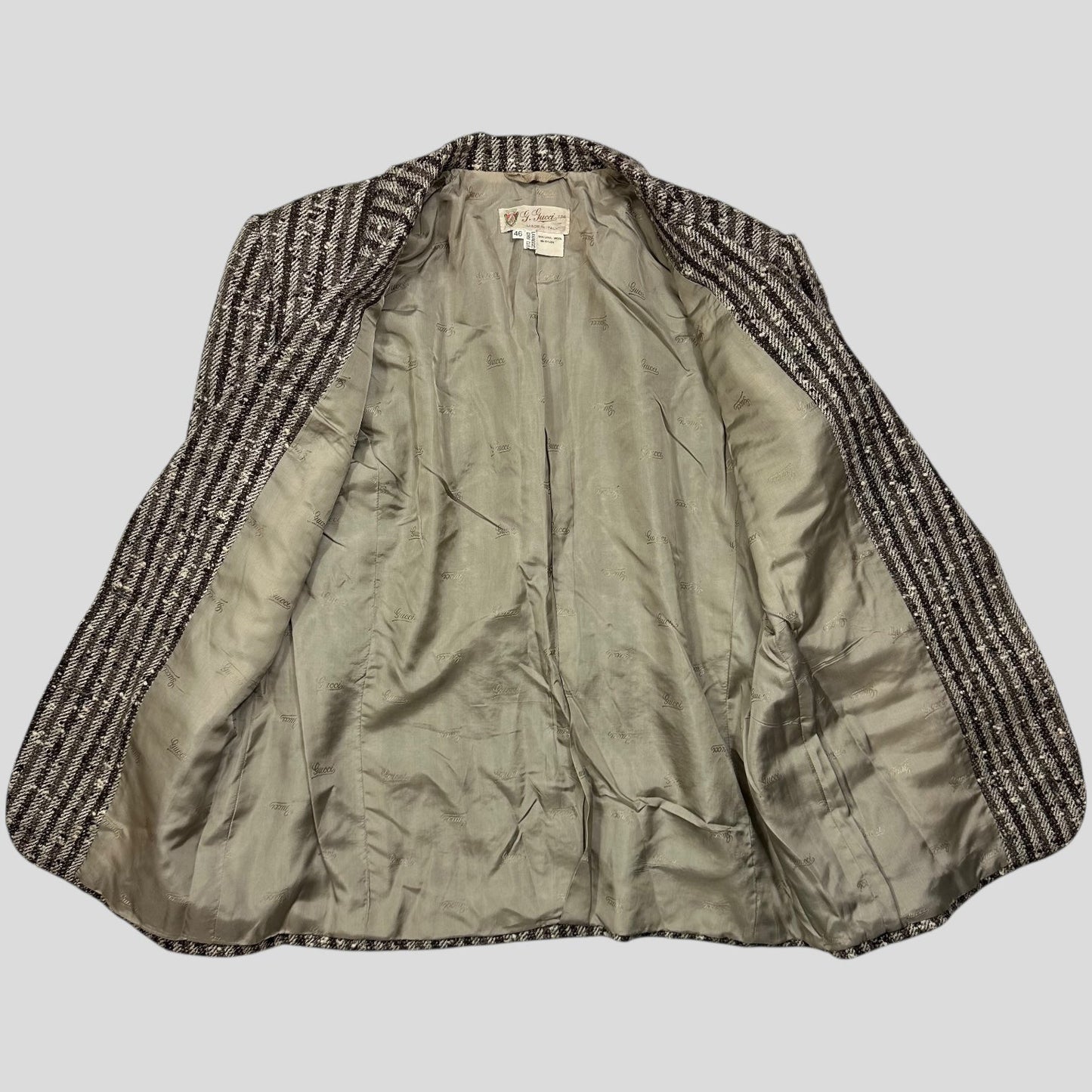 Gucci 1970’s Tweed Striped Wool Blazer Jacket - IT46 (S/M) | Default Title, Black, White