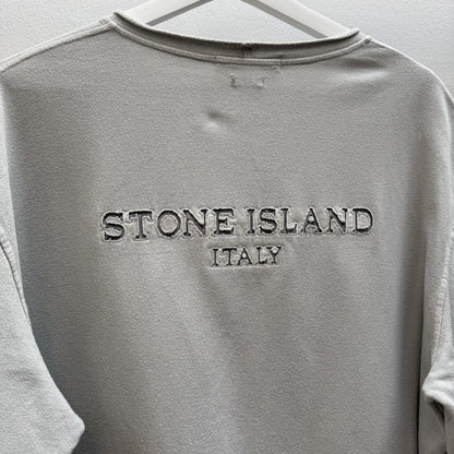 Stone Island Vintage Early 2000s Embroidered Spellout Sweatshirt (XL) | Extra Large, Grey
