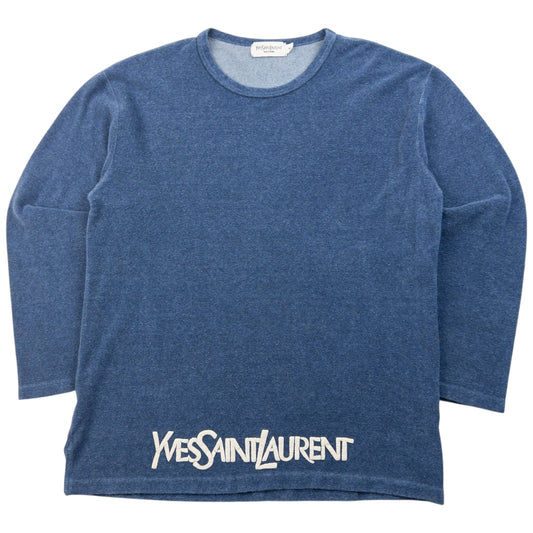 Vintage 2000s YSL Yves Saint Laurent Terry Cloth Jumper Size S | Small, Blue