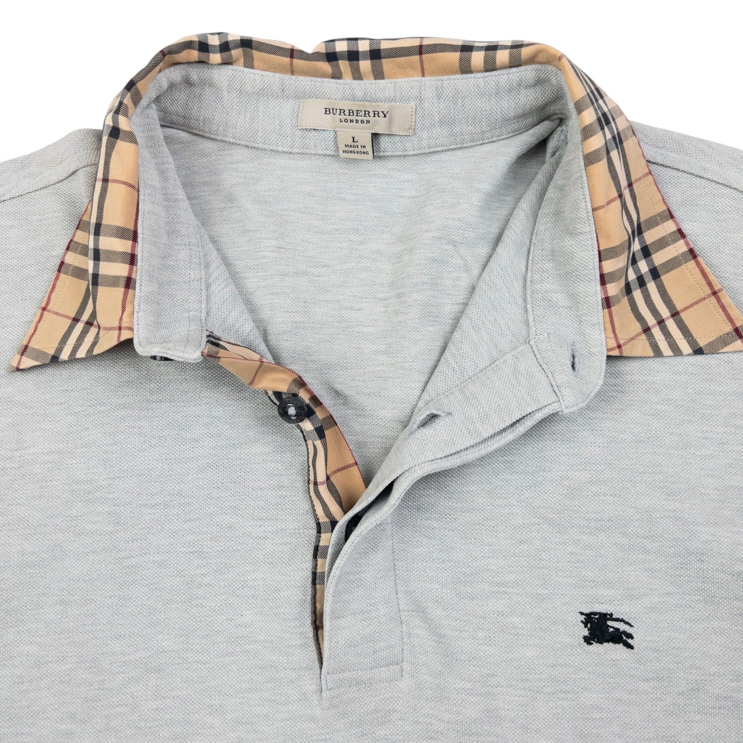 Vintage Burberry Nova Check Collar Polo Shirt Size M