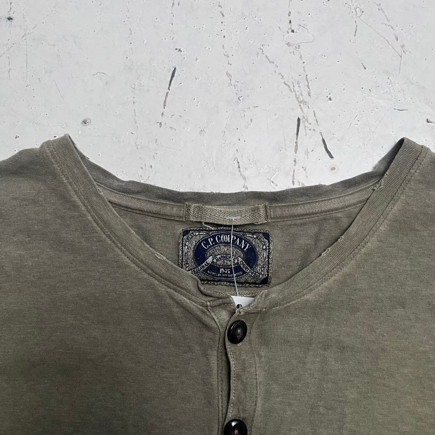 2000s cp company heritage henley tee | Green, Khaki