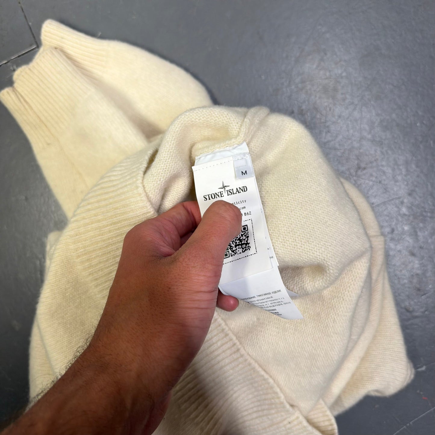 Stone Island Lambswool Knitted Sweatshirt In Cream (M) | Stone Island, Cream