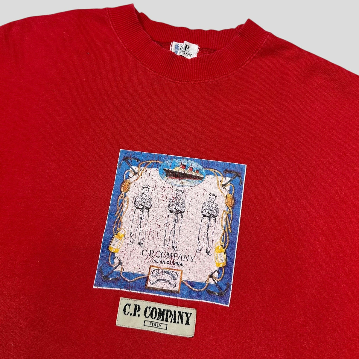 CP Company 90’s Sailor Navy Graphic Sweatshirt Jumper - M | Red