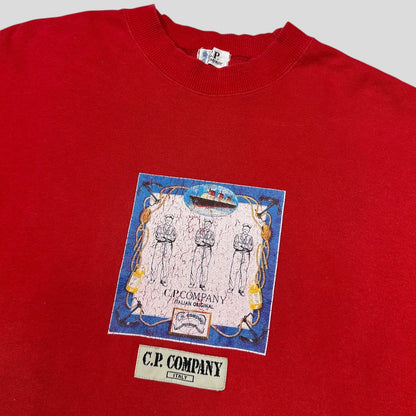 CP Company 90’s Sailor Navy Graphic Sweatshirt Jumper - M | Red