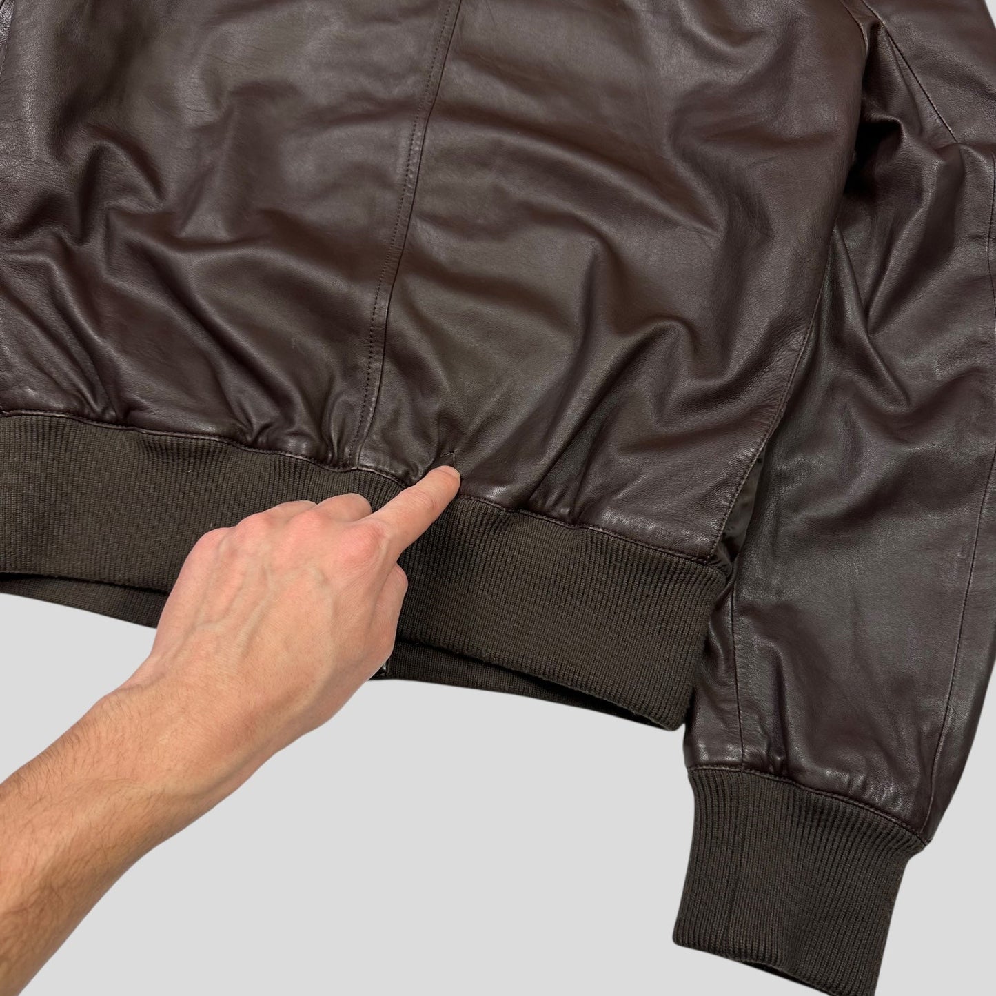 Gucci Brown Nappa Leather Hybrid Logo Bomber Jacket - IT46 (S) | Default Title, Brown