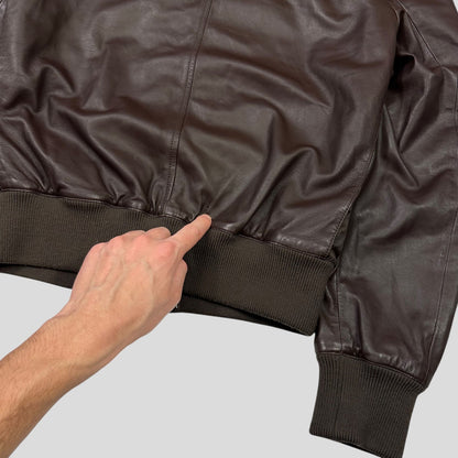 Gucci Brown Nappa Leather Hybrid Logo Bomber Jacket - IT46 (S) | Default Title, Brown