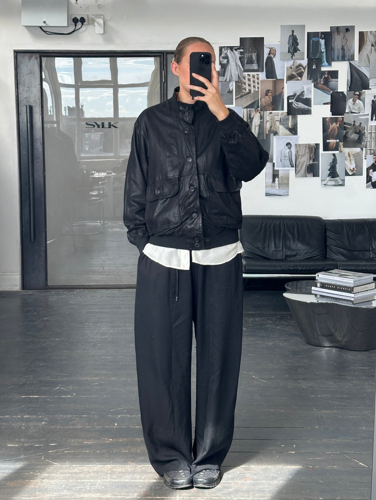 Italian Vintage 1990s Leather Nubuck Bomber Jacket - M/L