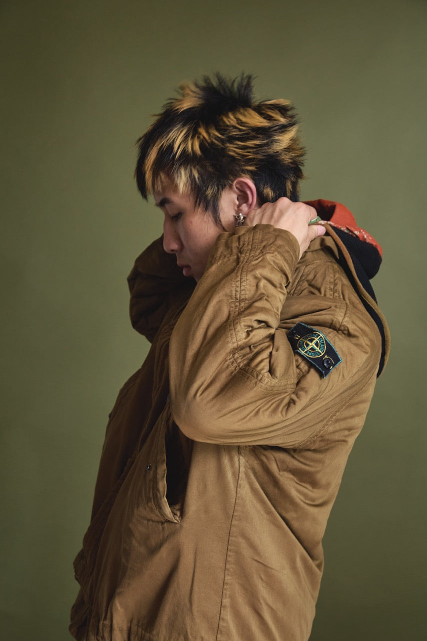 1990s Stone Island Balaclava Hooded Raso Gommato with Removeable Dutch Rope Liner