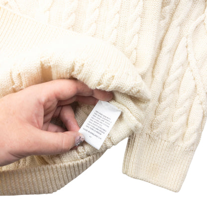 Vintage 90s Burberry Embroidered Wool Knit Jumper Size L | Large, Cream