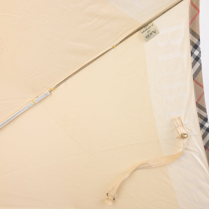Vintage 90s Burberry Nova Check Trim Umbrella | O/S, Cream