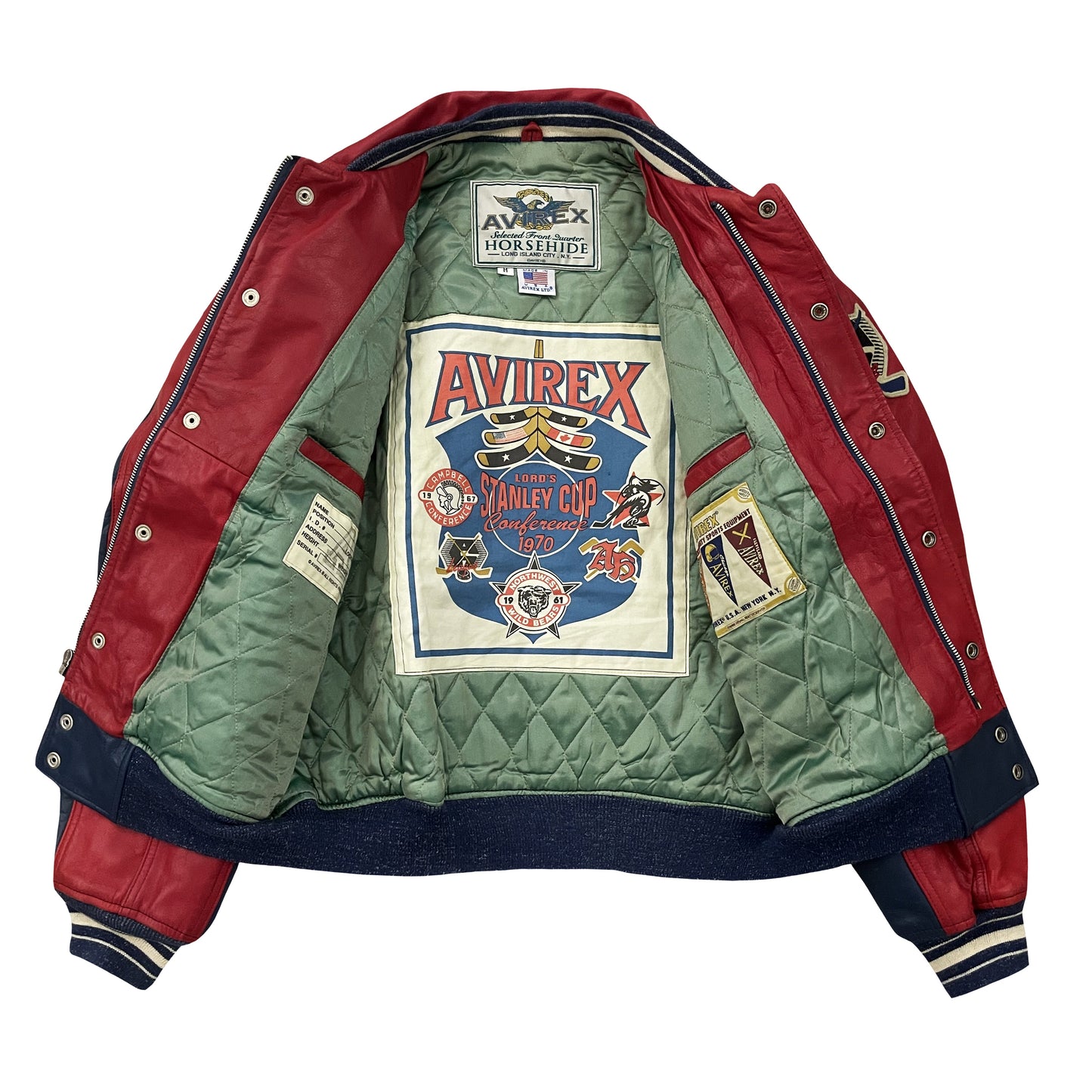 Avirex Hockey League Leather Varsity Jacket - M