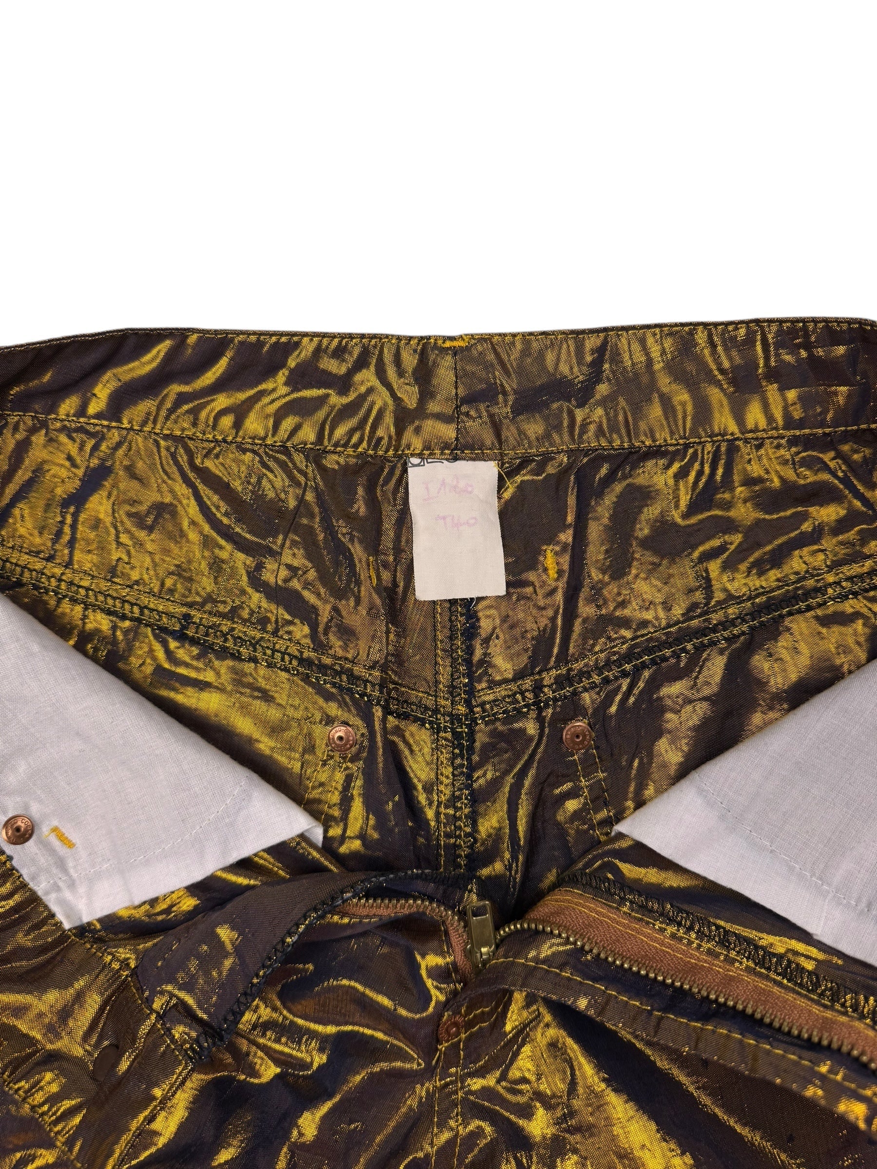 Jean Paul Gaultier c.F/W 1998 gold lamé trousers | 12, Gold