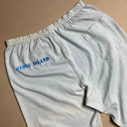S/S 1989 Egg Shell Blue Light Cotton Stretch Reflective Spell Out Sweatpants