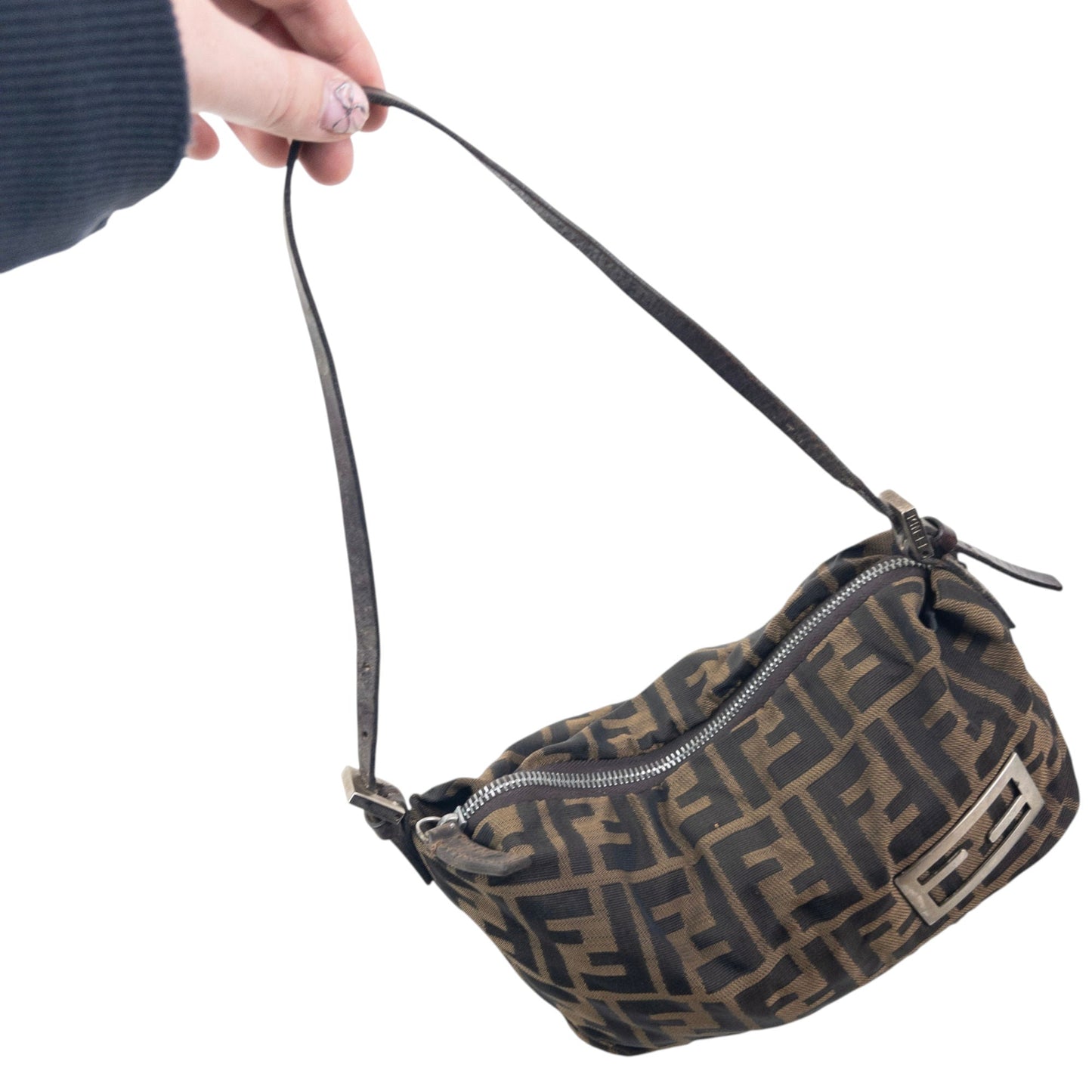 Vintage 90s Fendi Monogram Baguette Shoulder Bag | O/S, Brown