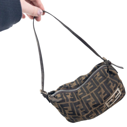 Vintage 90s Fendi Monogram Baguette Shoulder Bag | O/S, Brown