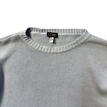Armani Jeans 00’s Baby Blue Cotton Knit Jumper M | Medium, Multicoloured