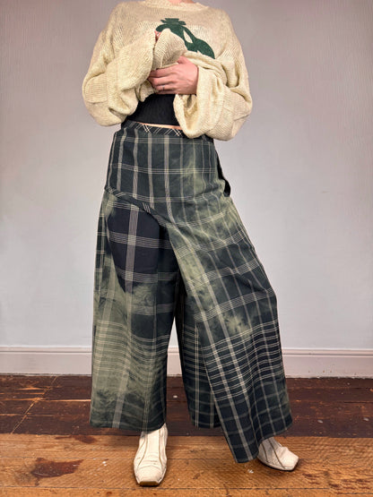 Comme des Garçons S/S 1992 check tie dye wrap trousers | Green, Green
