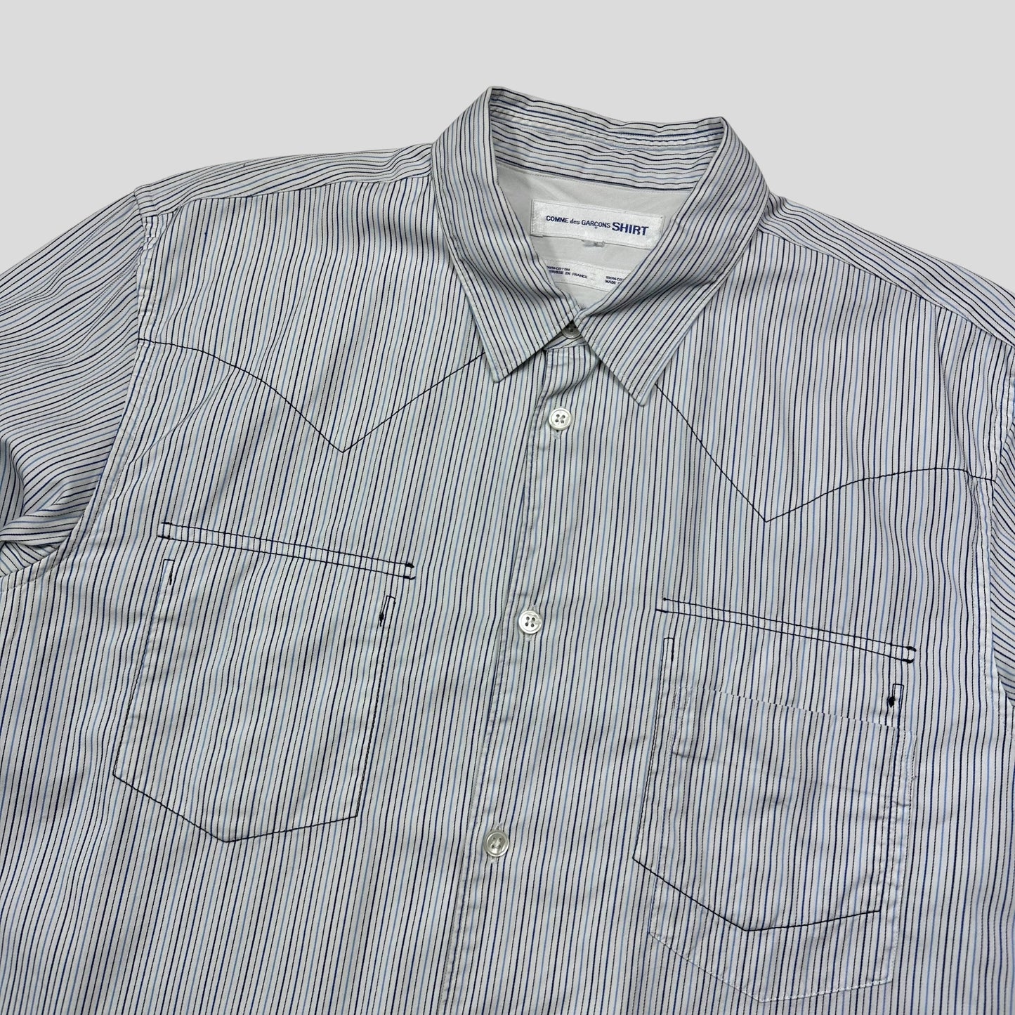 CDG SHIRT 00’s Reversible Embroidered Stripe Boxy Shirt - M/L