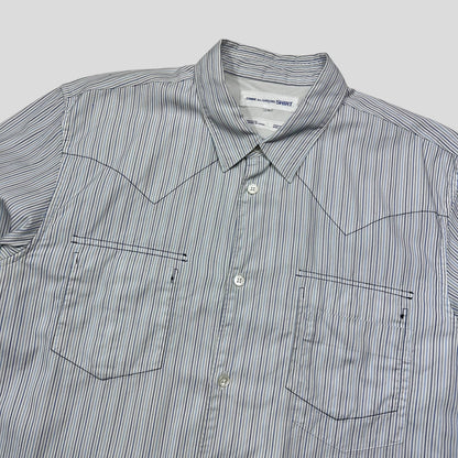 CDG SHIRT 00’s Reversible Embroidered Stripe Boxy Shirt - M/L