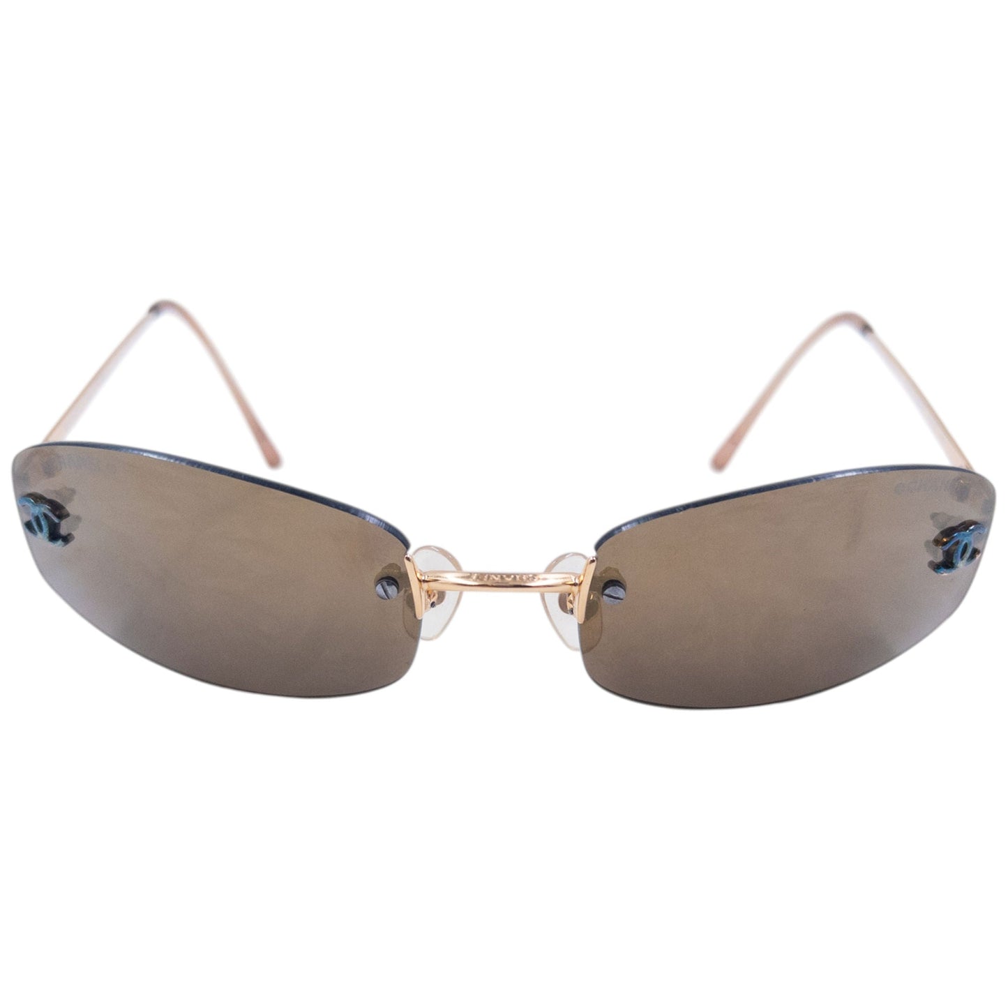 Vintage 2000s Chanel Rimless Sunglasses | O/S, Brown