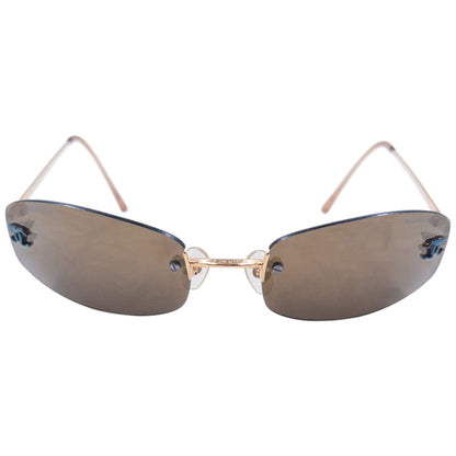 Vintage 2000s Chanel Rimless Sunglasses | O/S, Brown